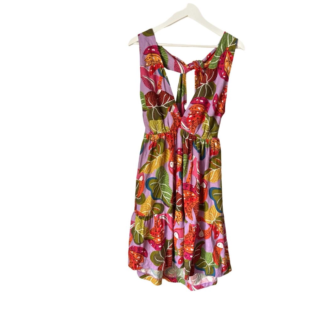 House of Harlow 1960 Tropical Bird Print Mini Dress Open Back Lavender M NWOT
